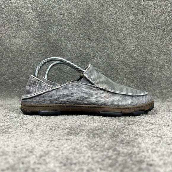 Olukai Moloa Kapa Men's Sz 8 Gray Woven Textile Canvas Slip On Loafer Shoes Used - Picture 1 of 11